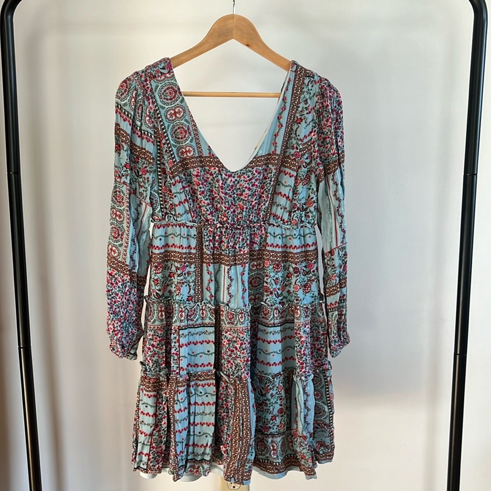 Altar’d State blue patchwork v neck dress Size S